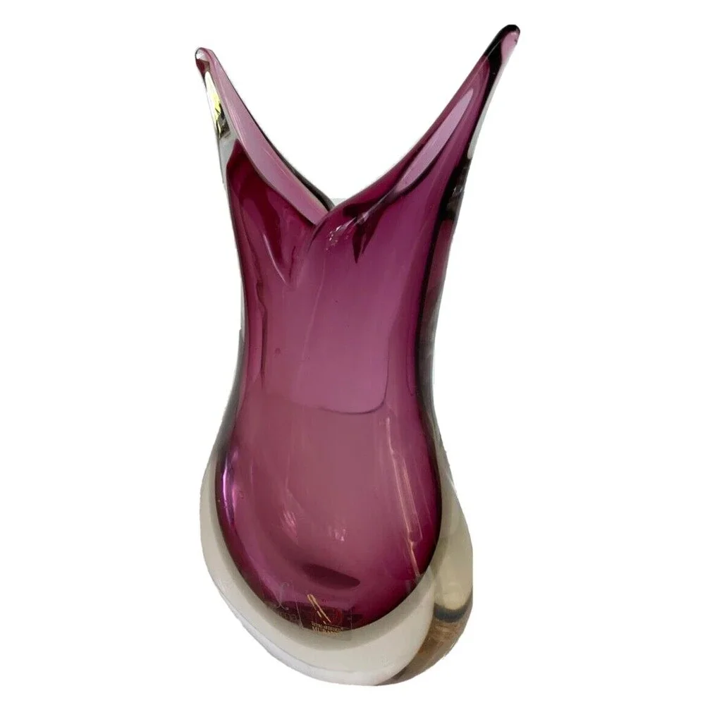 Vintage Murano Sommerso Teardrop Vase Purple 9